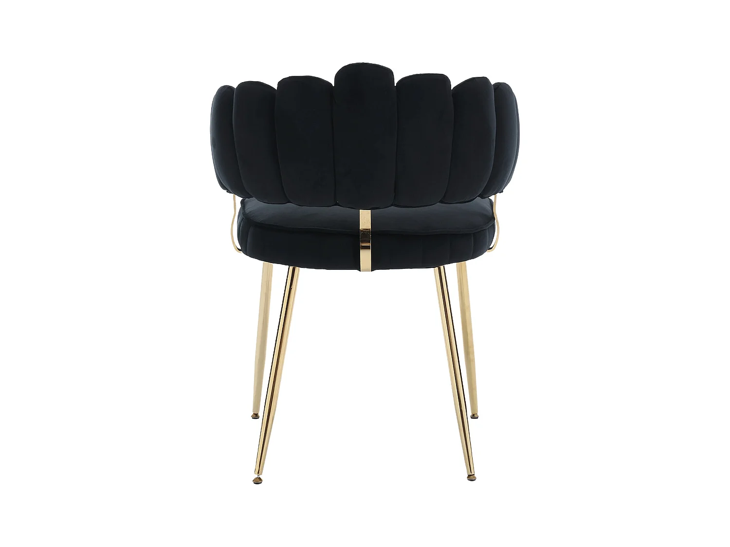 Lot de 2 chaises en velours noir avec pieds dorés et accoudoirs ronds, design en forme de pétale