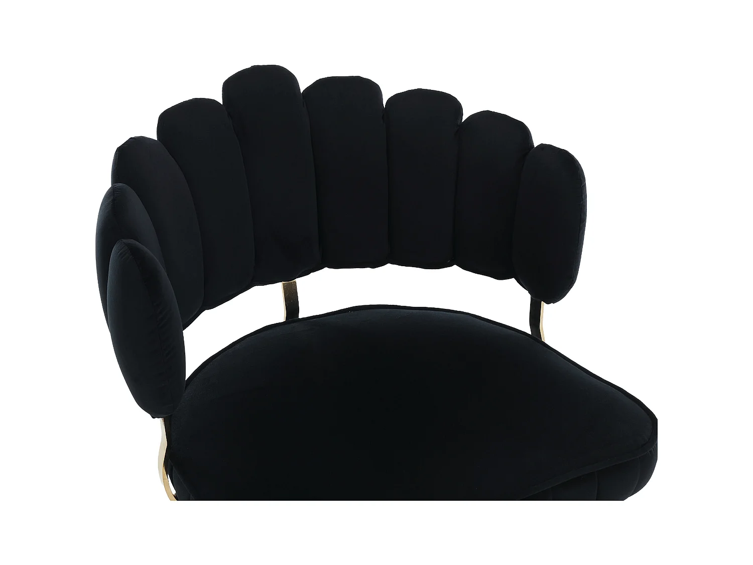 Lot de 2 chaises en velours noir avec pieds dorés et accoudoirs ronds, design en forme de pétale