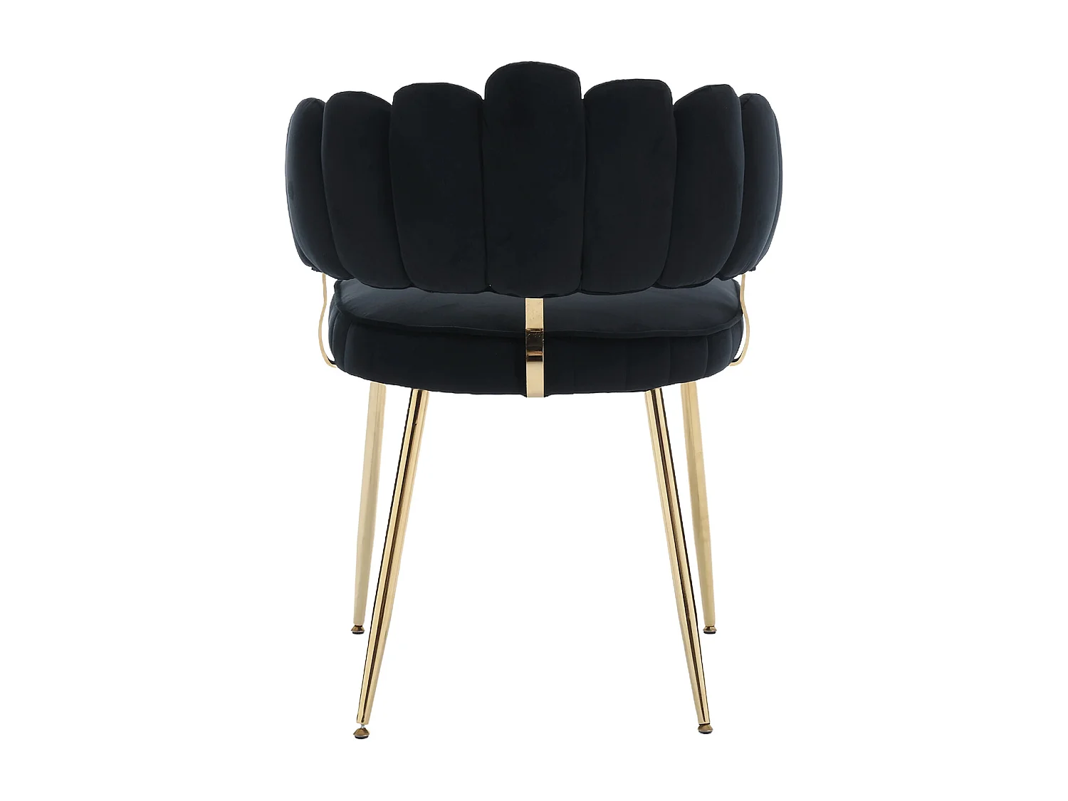 Lot de 2 chaises en velours noir avec pieds dorés et accoudoirs ronds, design en forme de pétale