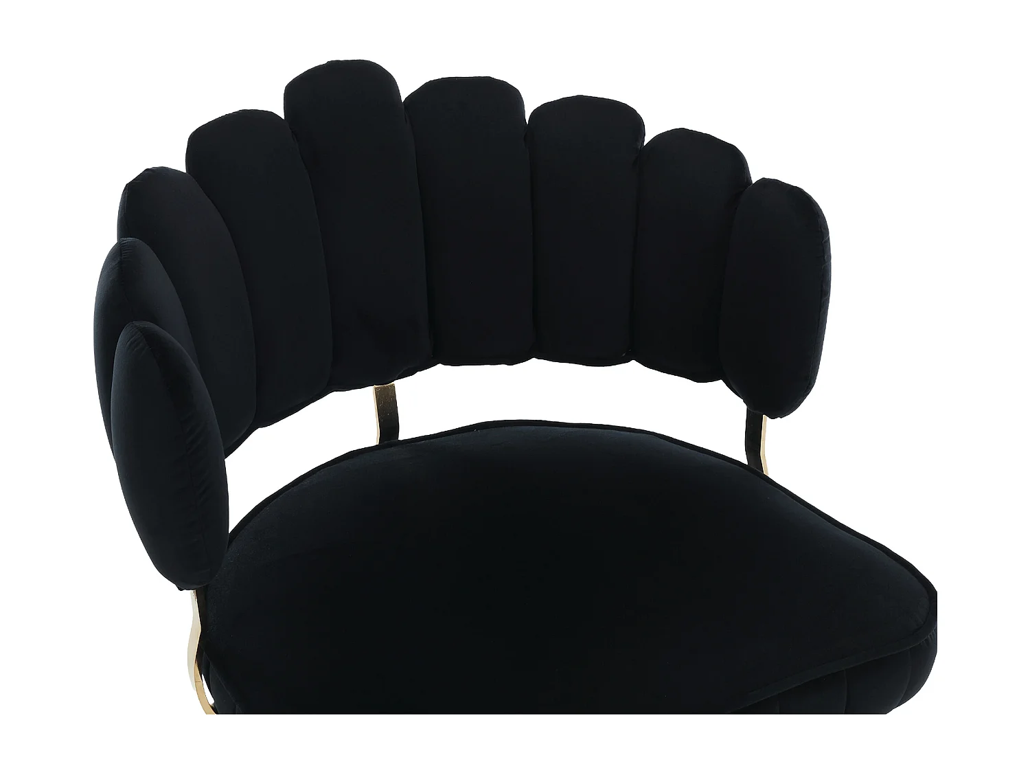 Lot de 2 chaises en velours noir avec pieds dorés et accoudoirs ronds, design en forme de pétale