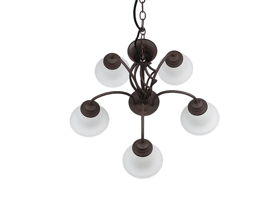 Lampada a sospensione 5 luci, metallo, ruggine, 60x150x60 cm, Rustica