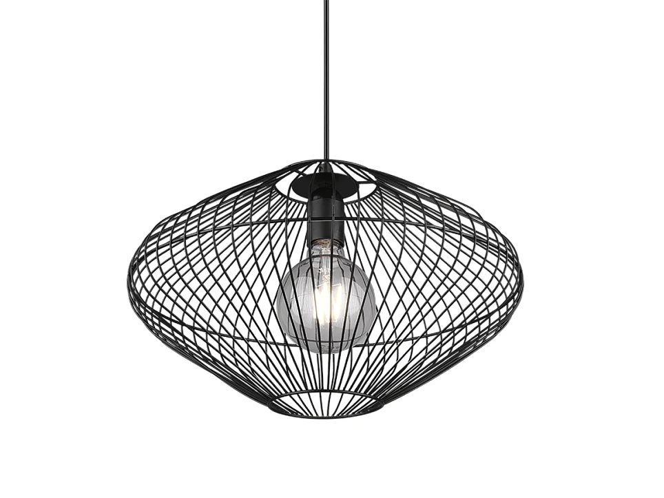 Lampada a sospensione, metallo, nero opaco, 38x150x38 cm, Cobain