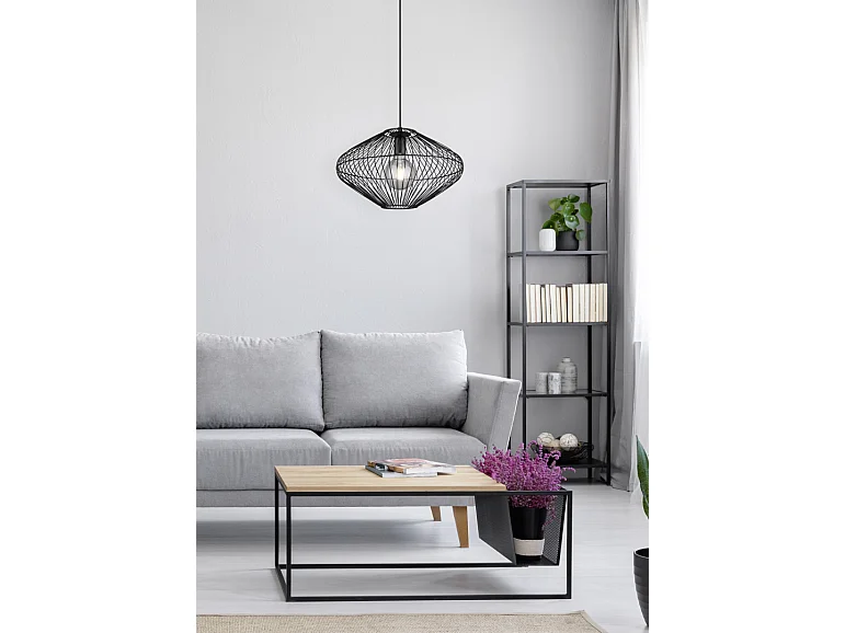 Lampada a sospensione, metallo, nero opaco, 38x150x38 cm, Cobain