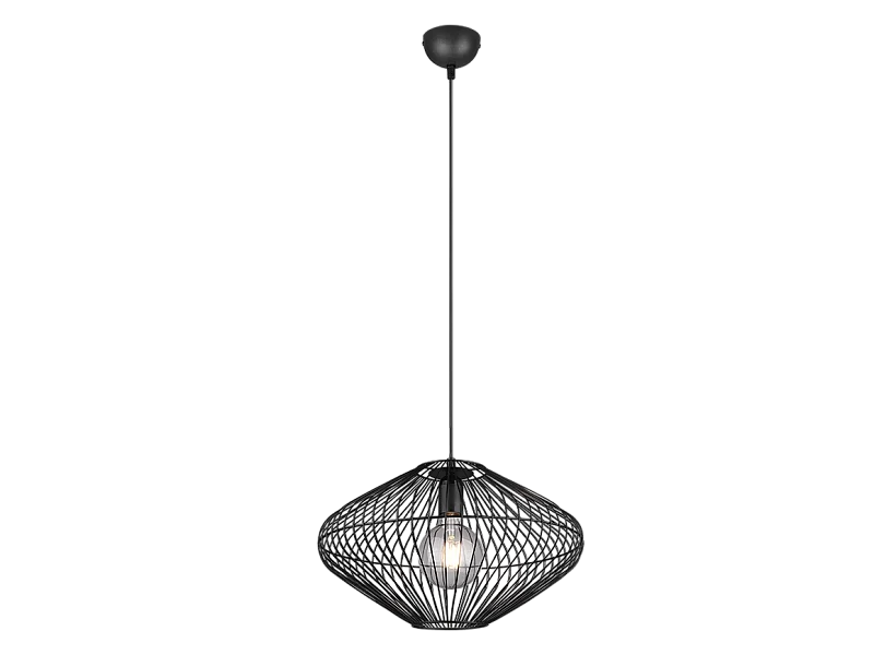 Lampada a sospensione, metallo, nero opaco, 38x150x38 cm, Cobain