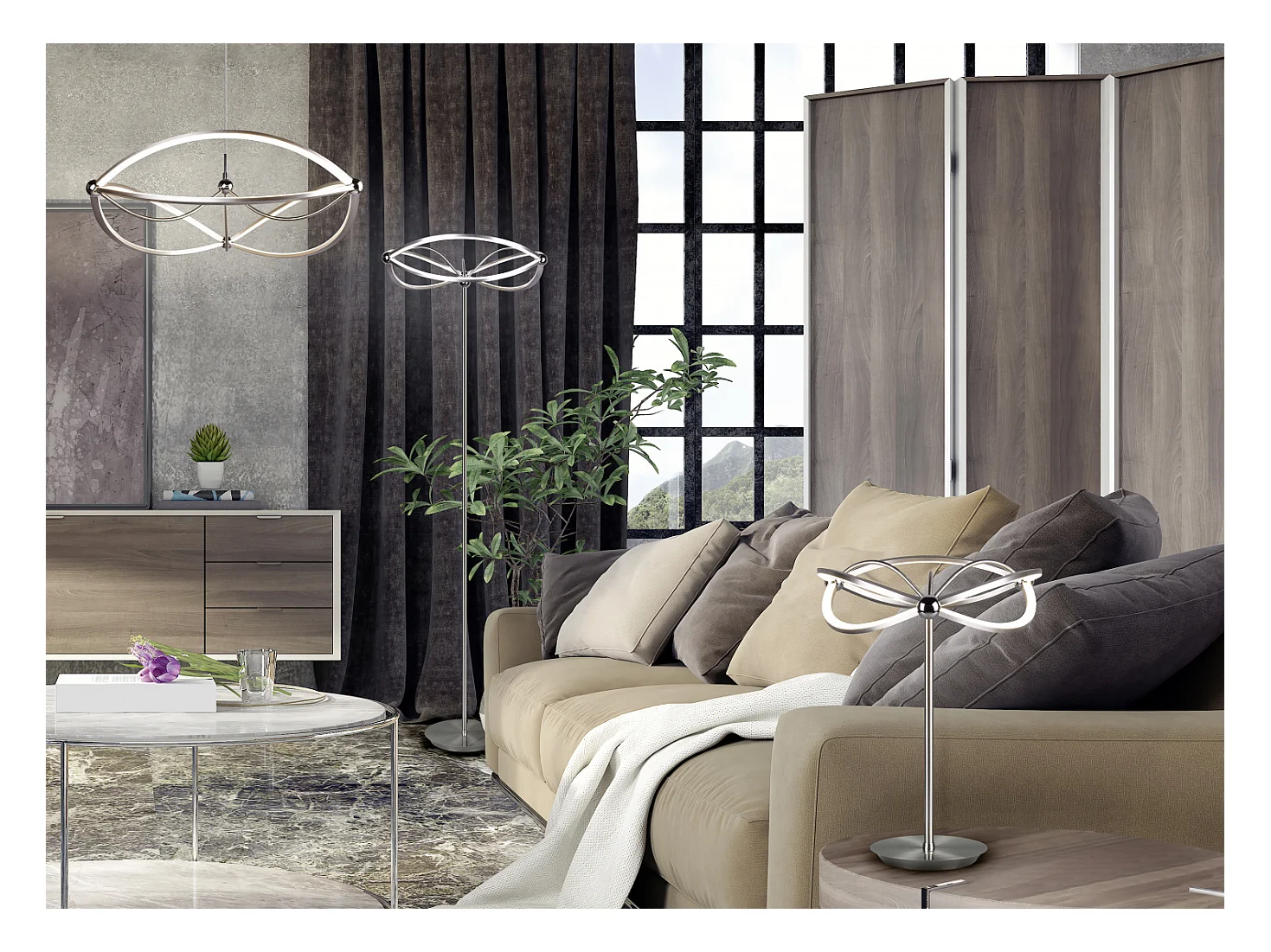 Lampada da tavolo LED, metallo, nichel opaco, 41x50x41 cm, Charivari