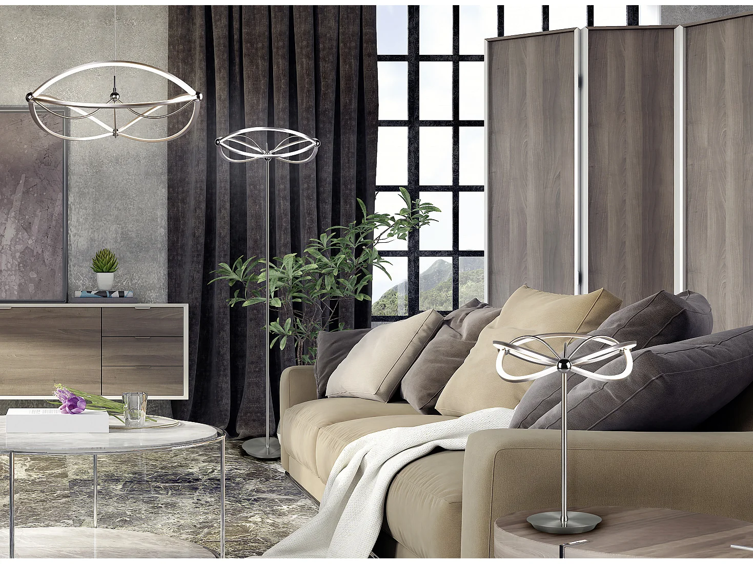 Lampada da tavolo LED, metallo, nichel opaco, 41x50x41 cm, Charivari