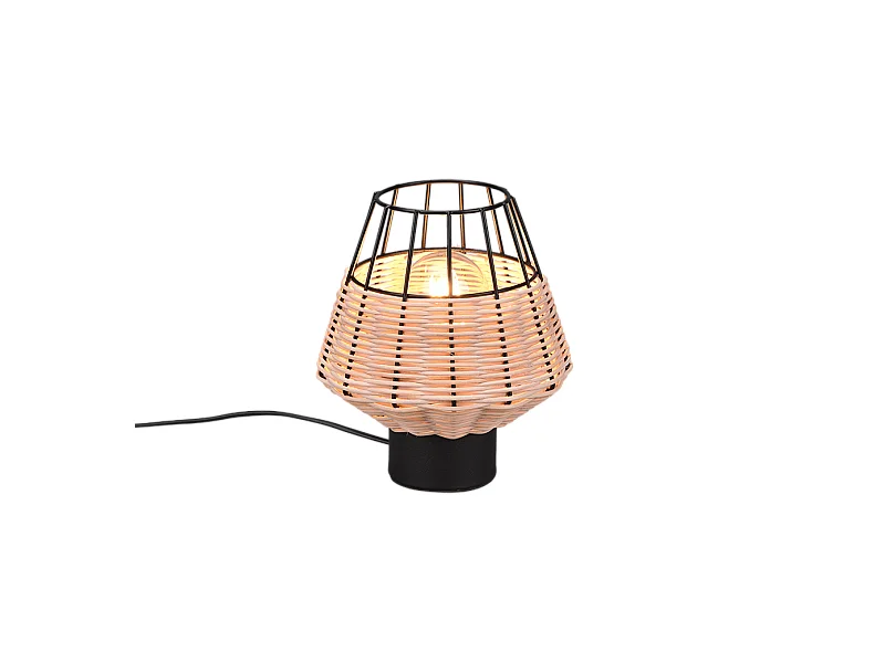 Lampada da tavolo, reticolo rattan, naturale, 17,5x20x17,5 cm, Borka