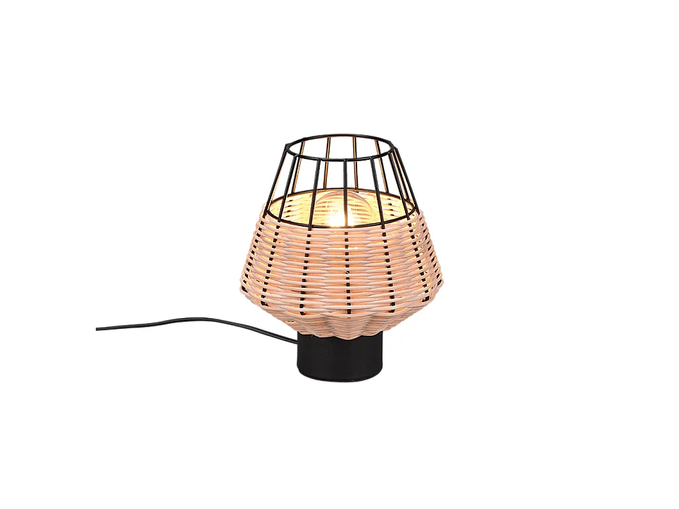 Lampada da tavolo, reticolo rattan, naturale, 17,5x20x17,5 cm, Borka