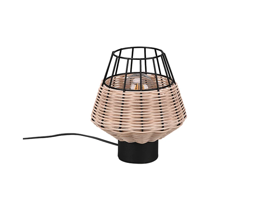 Lampada da tavolo, reticolo rattan, naturale, 17,5x20x17,5 cm, Borka