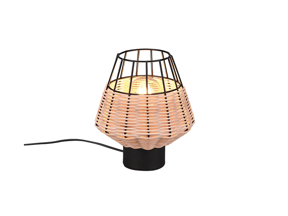 Lampada da tavolo, reticolo rattan, naturale, 17,5x20x17,5 cm, Borka