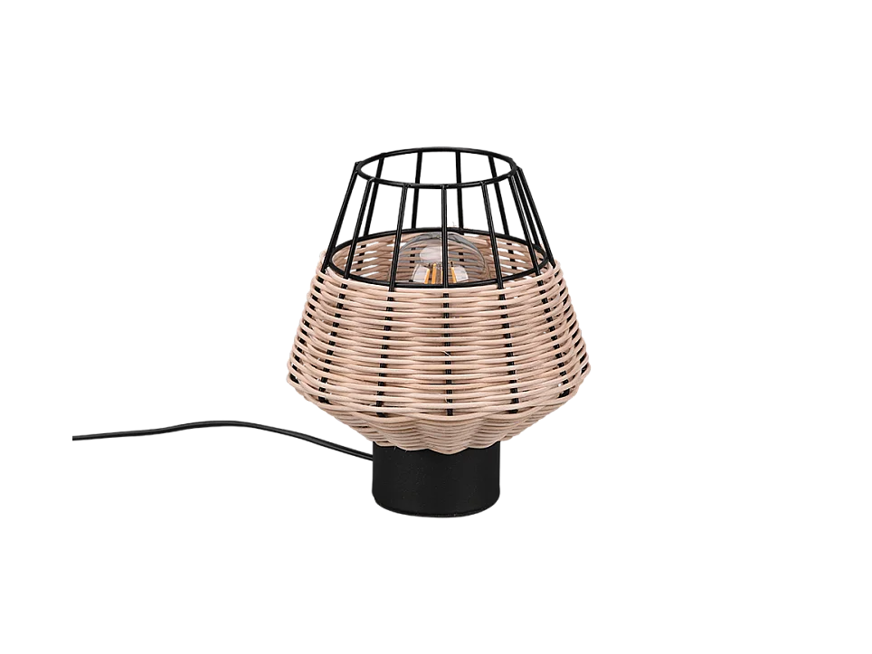 Lampada da tavolo, reticolo rattan, naturale, 17,5x20x17,5 cm, Borka