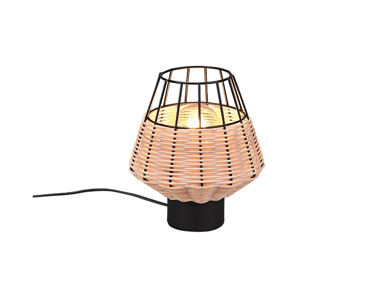 Lampada da tavolo, reticolo rattan, naturale, 17,5x20x17,5 cm, Borka