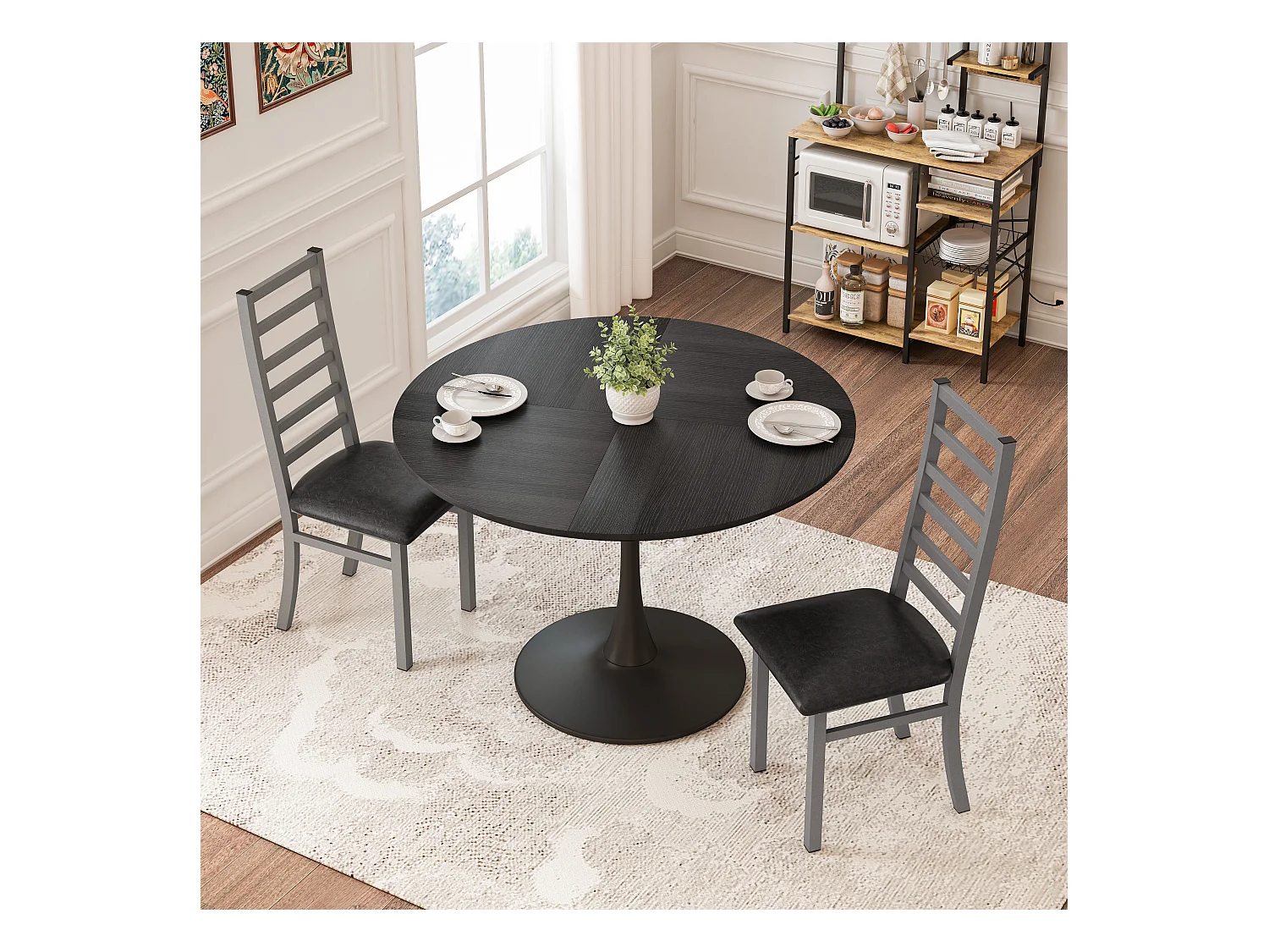 Set di 2 sedie in PU grigio con gambe in metallo e schienali alti