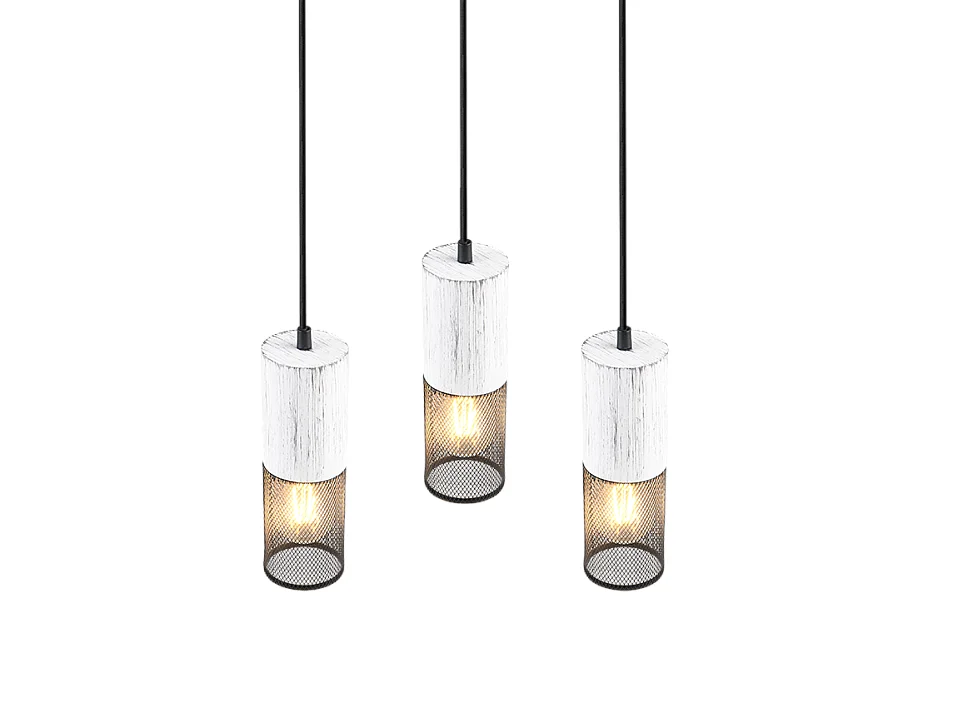 Lampada a sospensione 3 luci, metallo, nero, 28x150x28 cm, Tosh