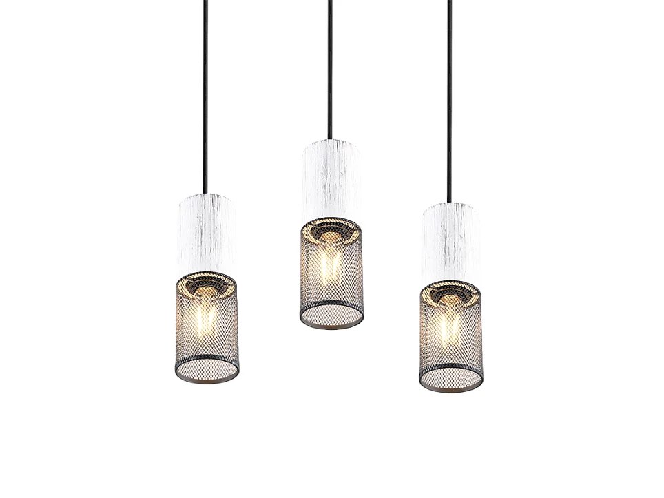 Lampada a sospensione 3 luci, metallo, nero, 28x150x28 cm, Tosh