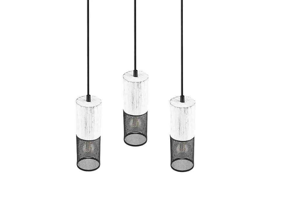 Lampada a sospensione 3 luci, metallo, nero, 28x150x28 cm, Tosh