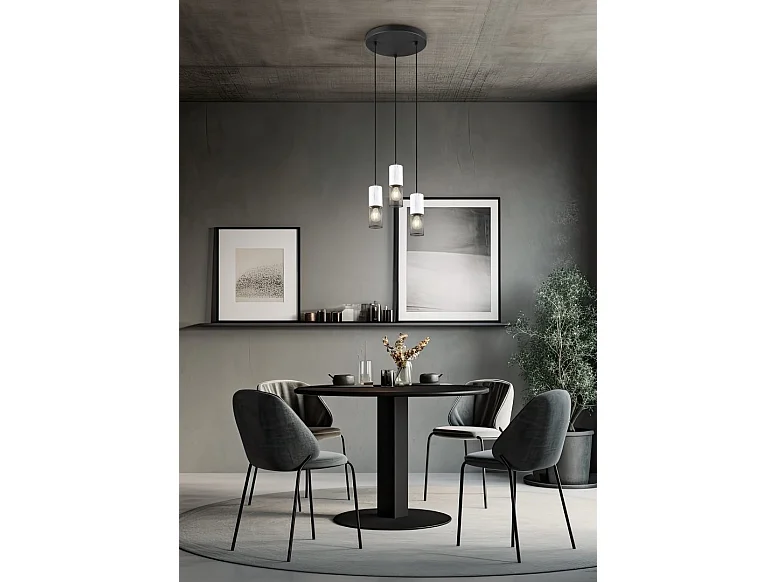 Lampada a sospensione 3 luci, metallo, nero, 28x150x28 cm, Tosh