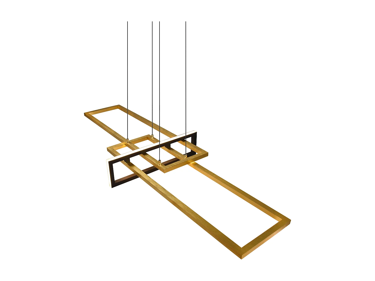 Lampada a sospensione LED, metallo, ottone satinato, 110x150x40 cm, Salinas