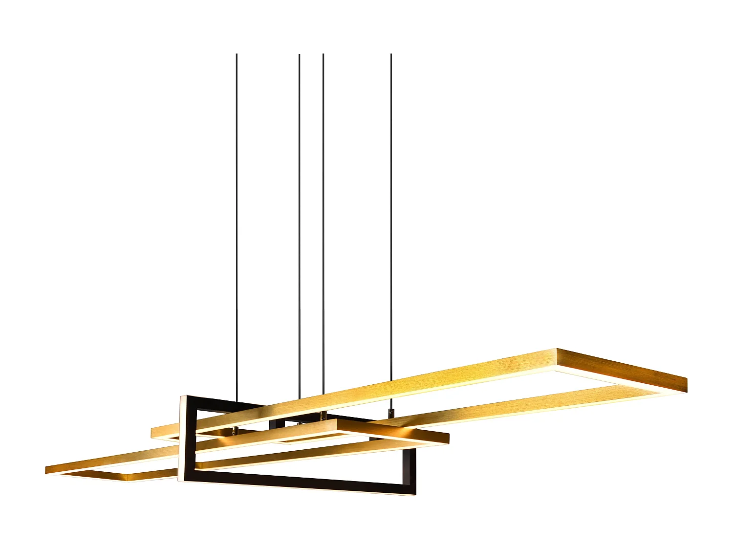 Lampada a sospensione LED, metallo, ottone satinato, 110x150x40 cm, Salinas