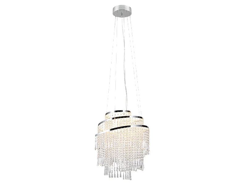Lampada a sospensione LED, metallo, cromo, 48x150x48 cm, Pomp
