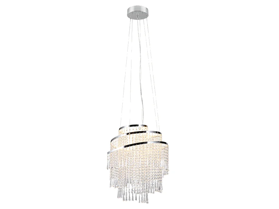 Lampada a sospensione LED, metallo, cromo, 48x150x48 cm, Pomp