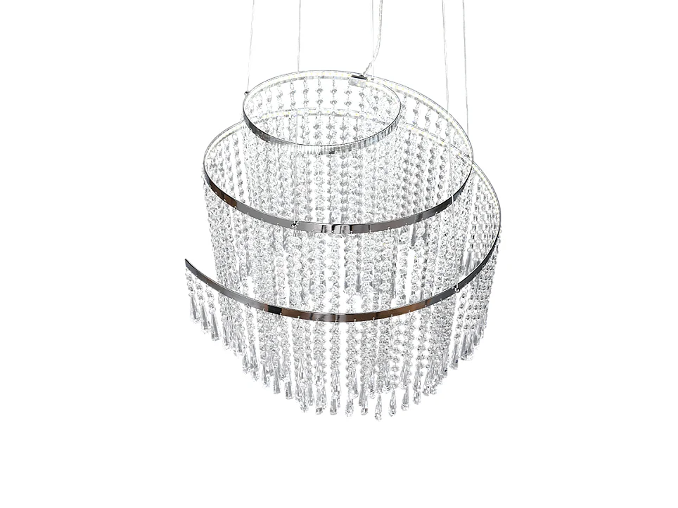 Lampada a sospensione LED, metallo, cromo, 48x150x48 cm, Pomp
