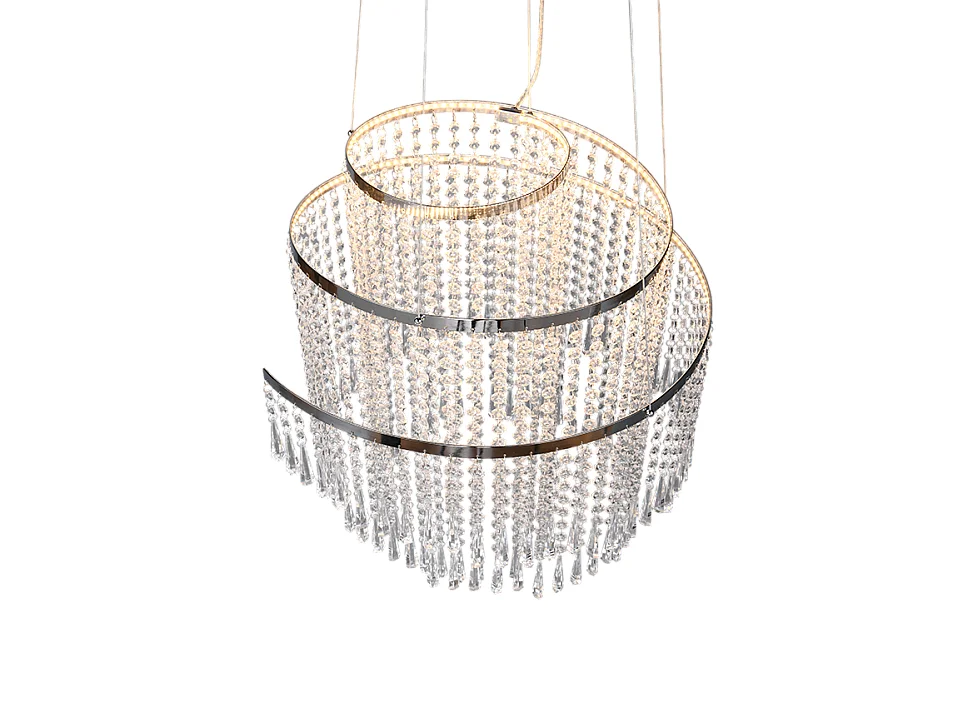 Lampada a sospensione LED, metallo, cromo, 48x150x48 cm, Pomp