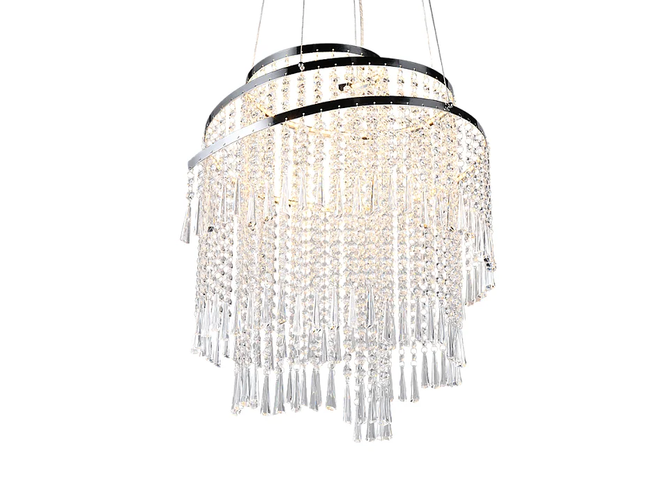 Lampada a sospensione LED, metallo, cromo, 48x150x48 cm, Pomp