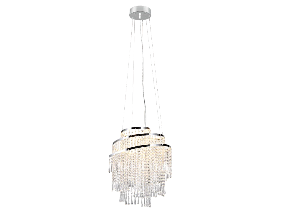 Lampada a sospensione LED, metallo, cromo, 48x150x48 cm, Pomp