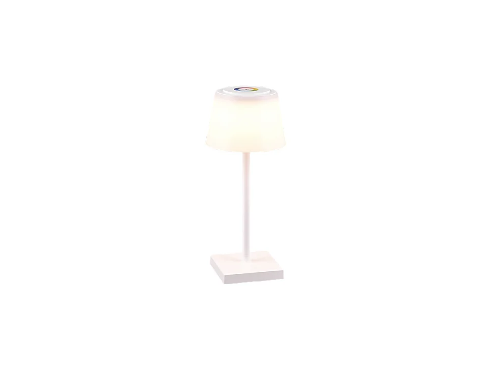 Lampada da tavolo da esterno LED, plastica, bianco opaco, 13x30x13 cm, Sanchez