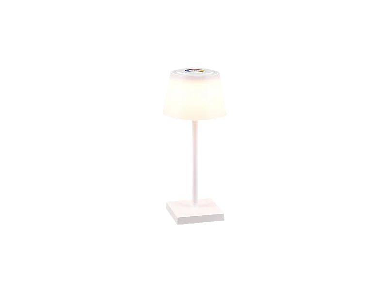 Lampada da tavolo da esterno LED, plastica, bianco opaco, 13x30x13 cm, Sanchez