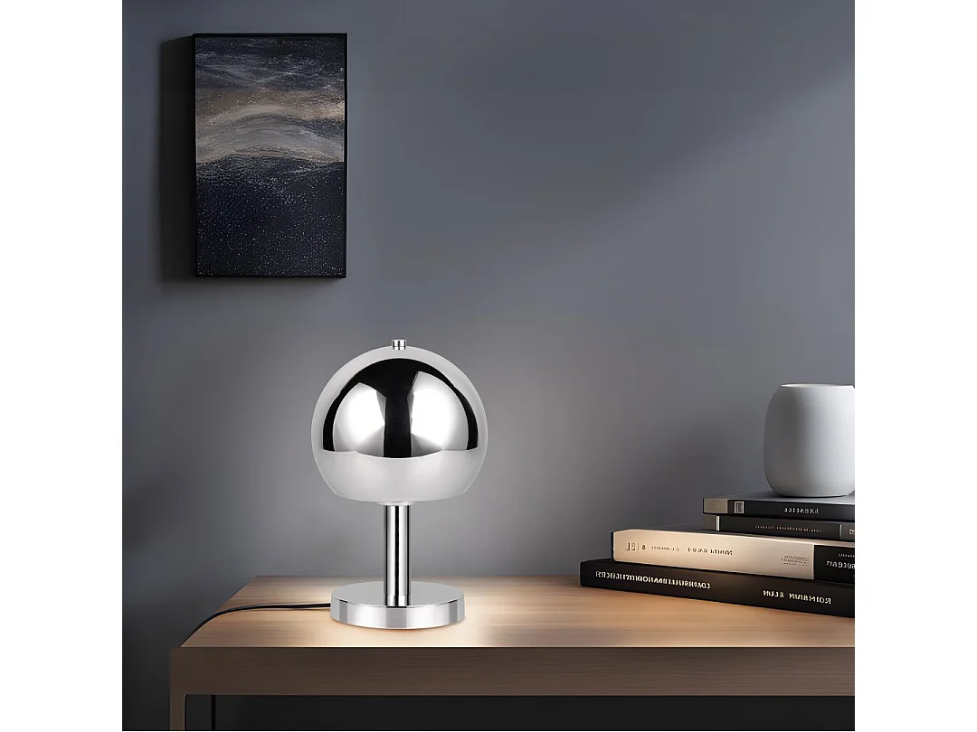 Lampada da tavolo, metallo, cromo, 18x29x18 cm, Boccia