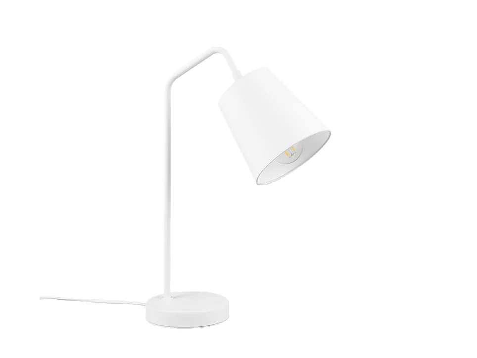 Lampada da tavolo, metallo, bianco opaco, 14x45x30 cm, Buddy