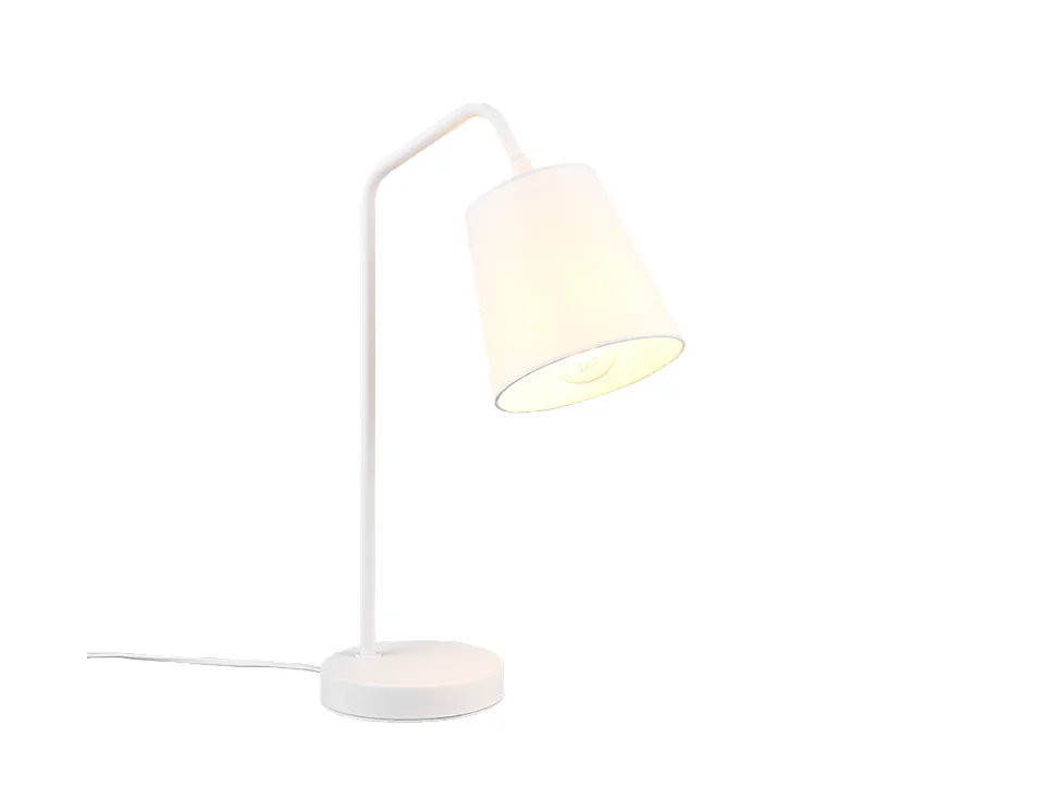 Lampada da tavolo, metallo, bianco opaco, 14x45x30 cm, Buddy