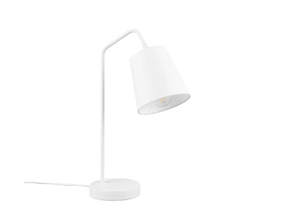 Lampada da tavolo, metallo, bianco opaco, 14x45x30 cm, Buddy