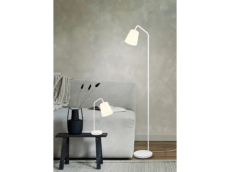 Lampada da tavolo, metallo, bianco opaco, 14x45x30 cm, Buddy