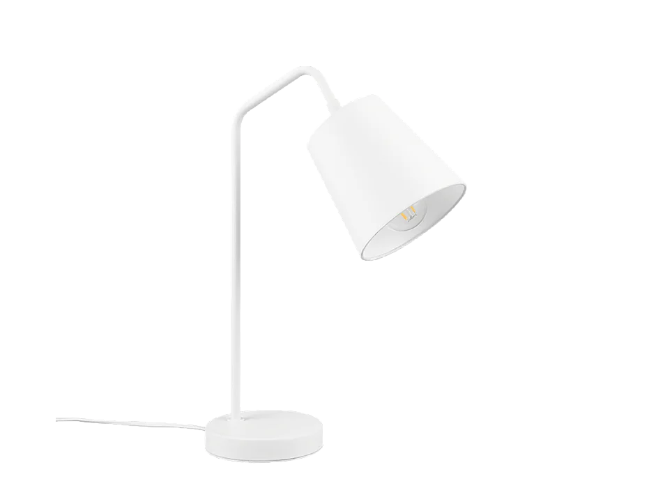 Lampada da tavolo, metallo, bianco opaco, 14x45x30 cm, Buddy