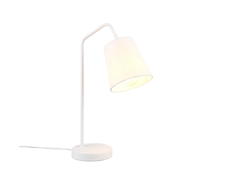 Lampada da tavolo, metallo, bianco opaco, 14x45x30 cm, Buddy