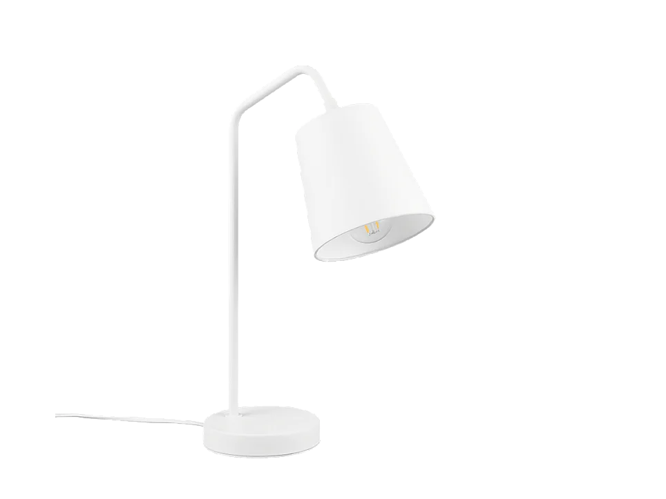 Lampada da tavolo, metallo, bianco opaco, 14x45x30 cm, Buddy