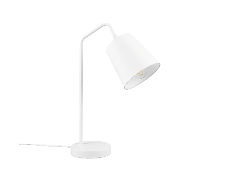 Lampada da tavolo, metallo, bianco opaco, 14x45x30 cm, Buddy