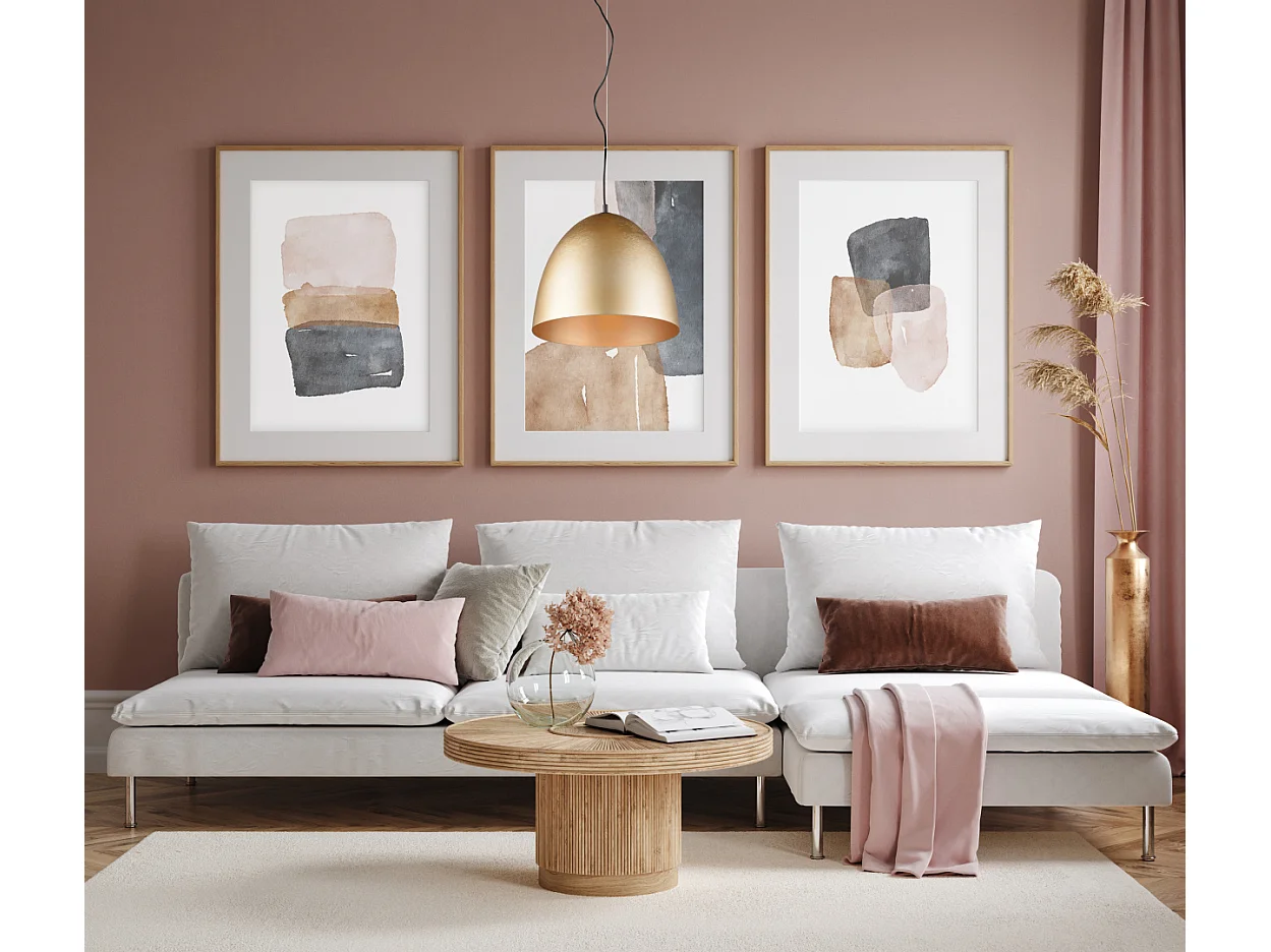 Lampada a sospensione, alluminio, ottone satinato, 40x150x40 cm, Tilda