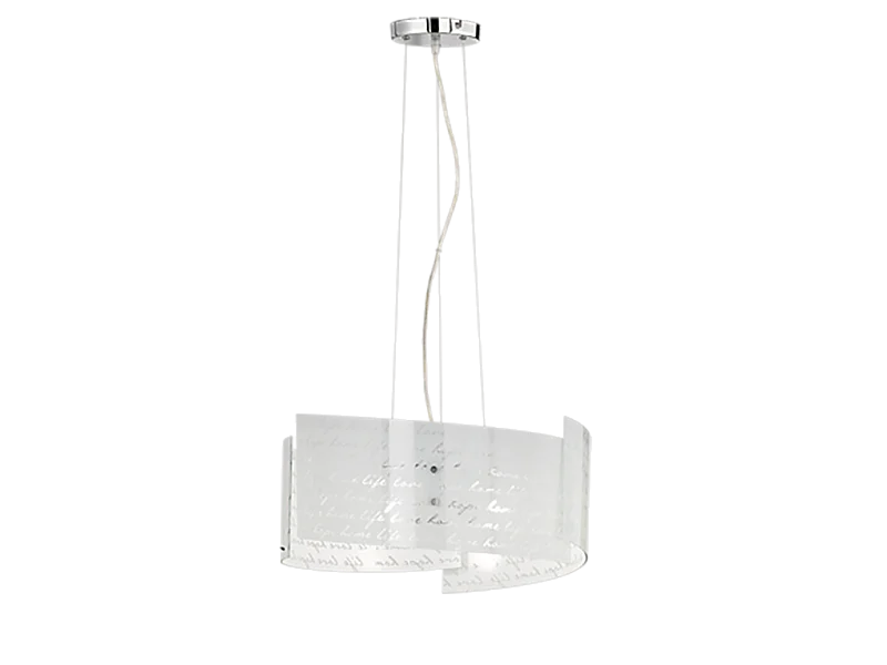 Lampada a sospensione 3 luci, metallo, bianco, 50x150x50 cm, Signa