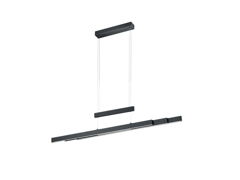 Lampada a sospensione LED, metallo, nero opaco, 150,5x150x6 cm, Trajan