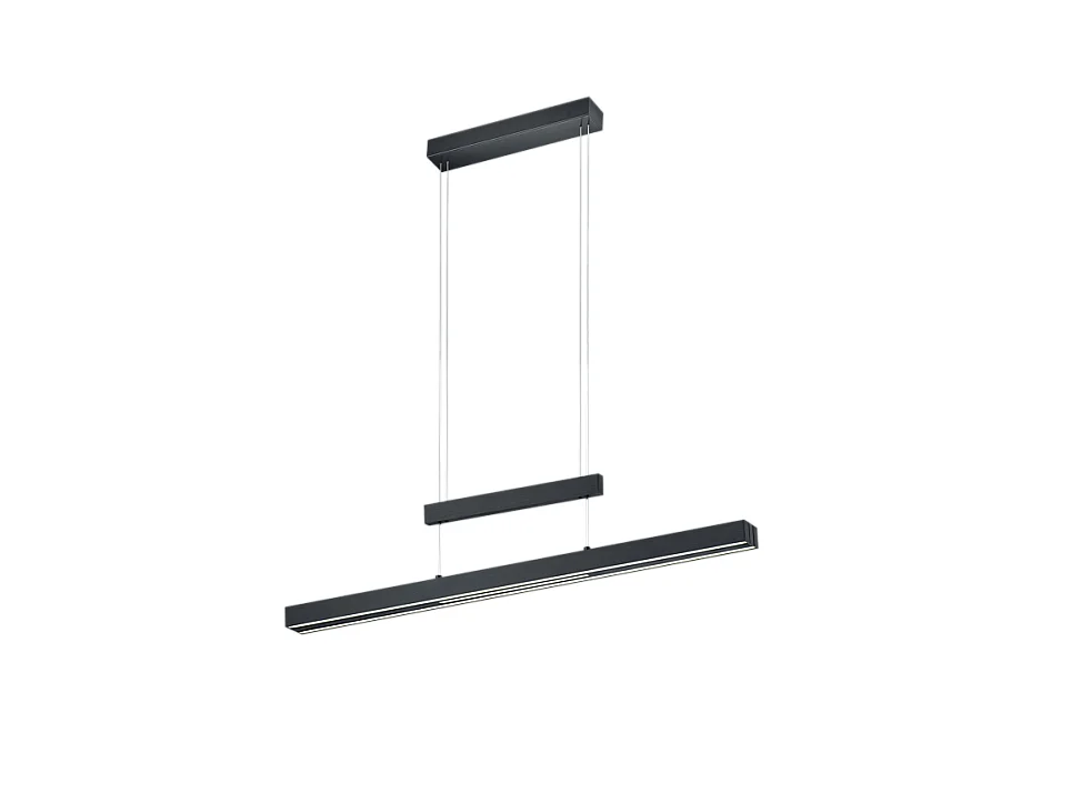 Lampada a sospensione LED, metallo, nero opaco, 150,5x150x6 cm, Trajan
