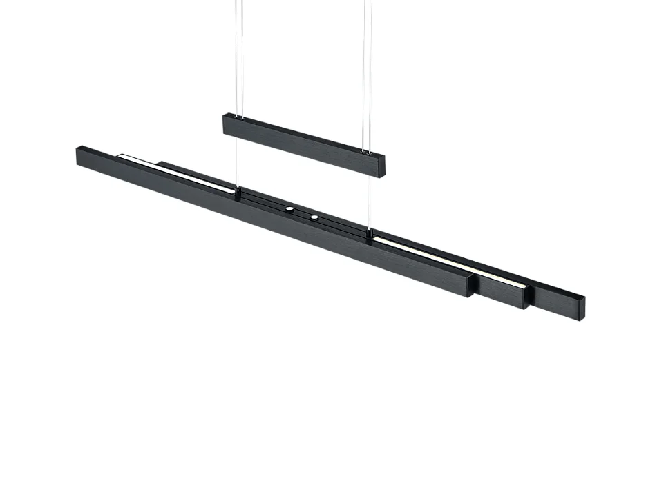 Lampada a sospensione LED, metallo, nero opaco, 150,5x150x6 cm, Trajan