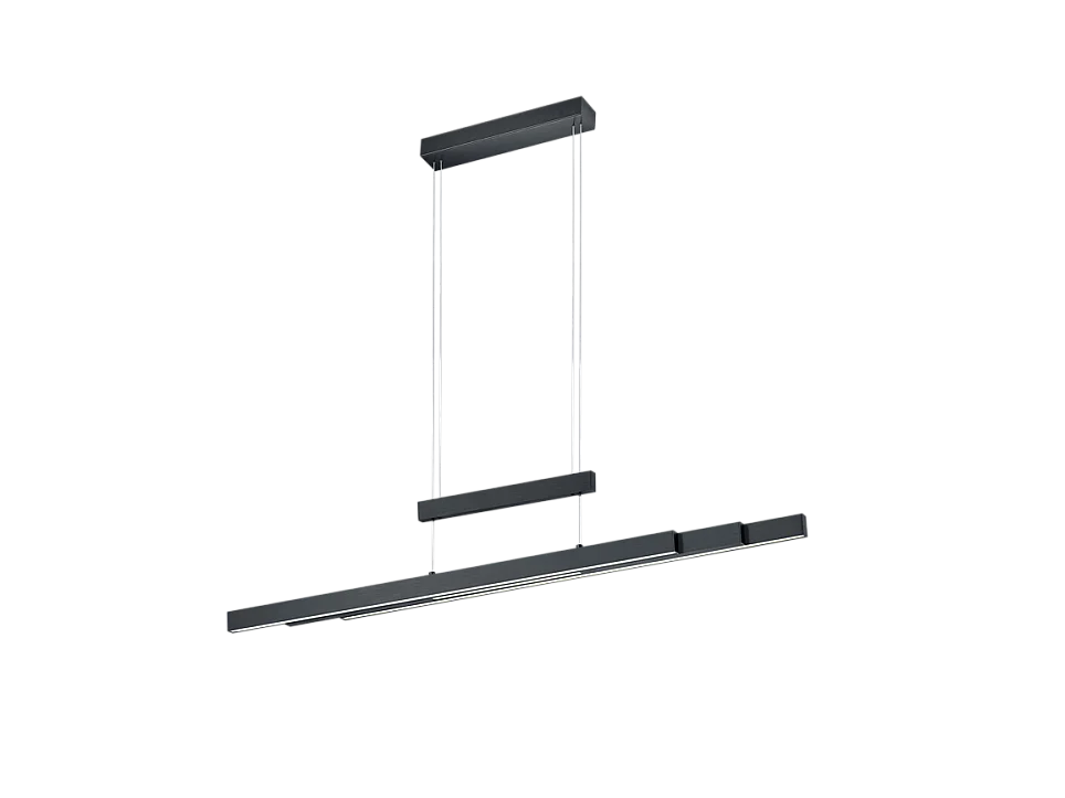 Lampada a sospensione LED, metallo, nero opaco, 150,5x150x6 cm, Trajan