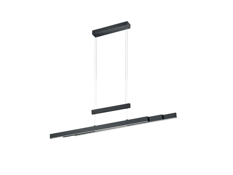 Lampada a sospensione LED, metallo, nero opaco, 150,5x150x6 cm, Trajan