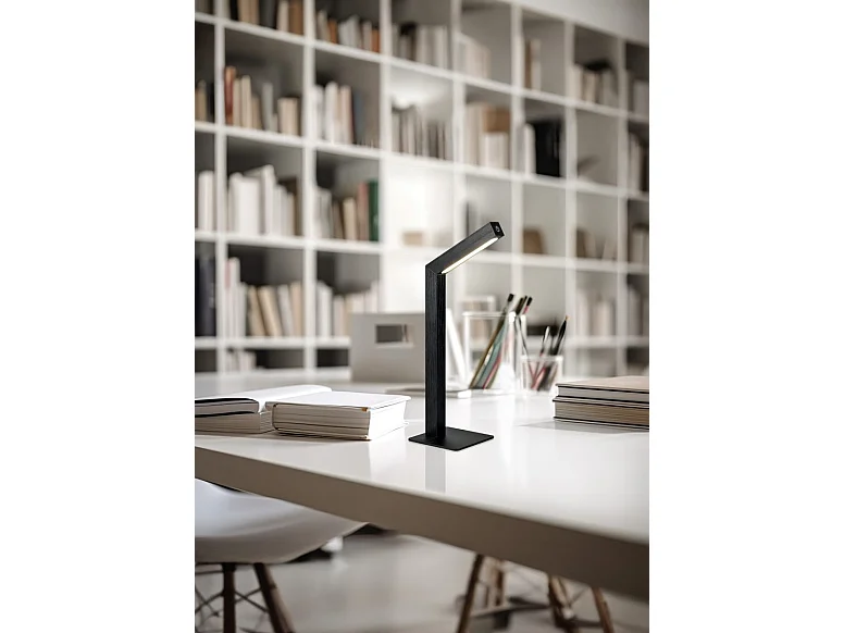 Lampada da tavolo LED, MDF, nero opaco, 11x37,5x14,5 cm, Skip