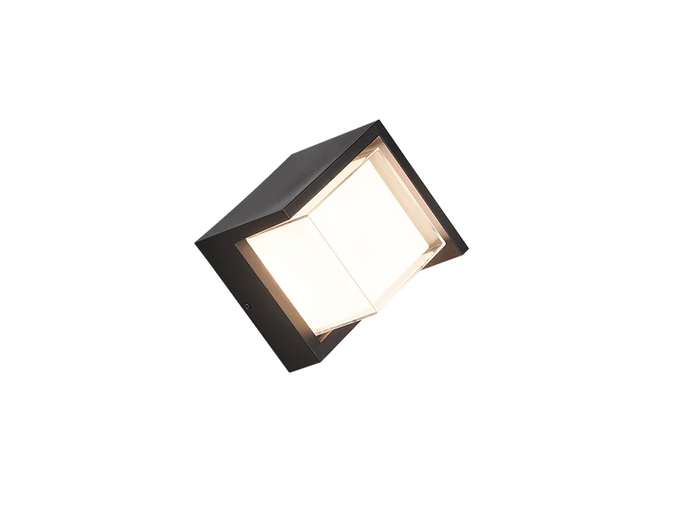 Applique da esterno LED, plastica, nero opaco, 15x15x10 cm, Puno
