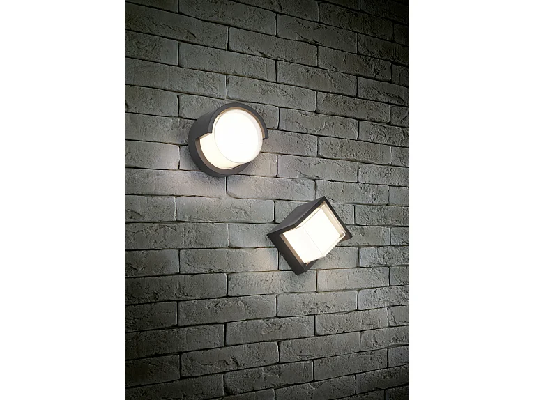 Applique da esterno LED, plastica, nero opaco, 15x15x10 cm, Puno